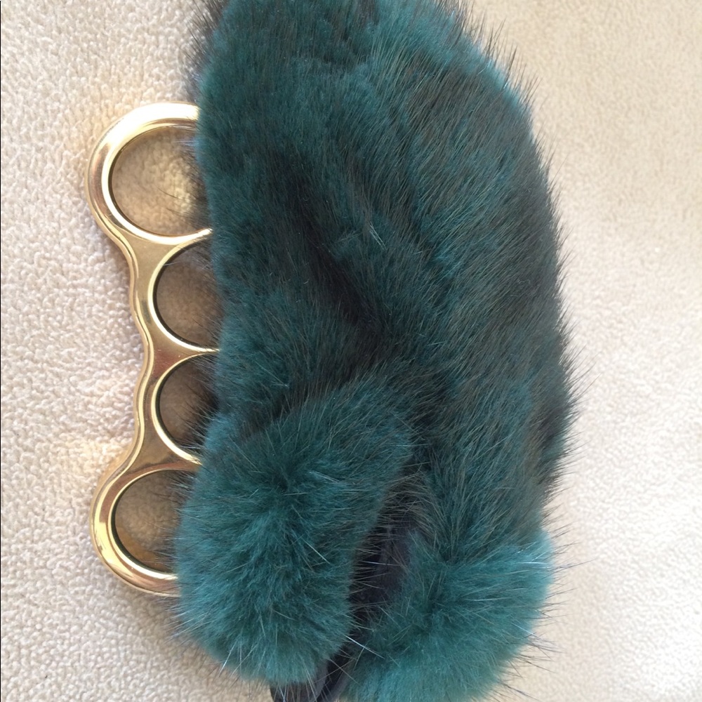 Mini MINK Brass knuckle clutch #Ysl